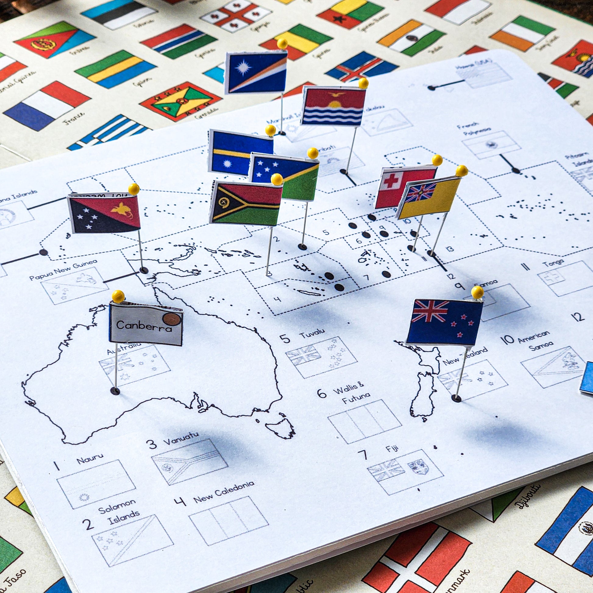 Oceania Flag Pin Map - montessorikiwi