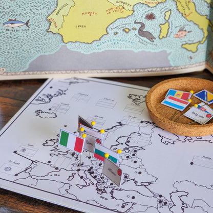 Europe Flag Pin Map - montessorikiwi