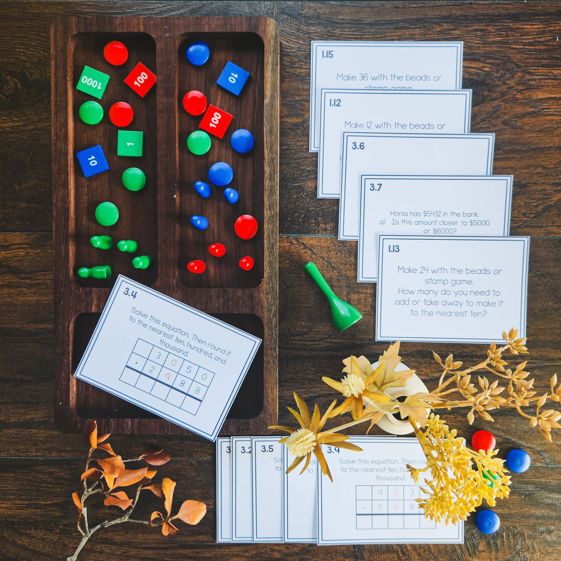 Rounding Numbers Task or Command Cards - montessorikiwi