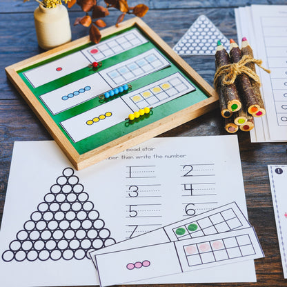 Colored bead stair worksheets - montessorikiwi