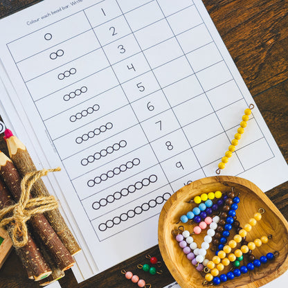 Colored bead stair worksheets - montessorikiwi