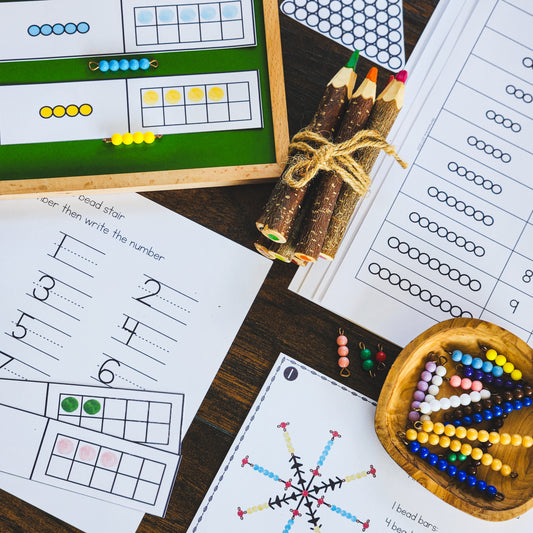 Colored bead stair worksheets - subscription - montessorikiwi