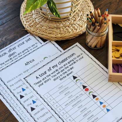 Montessori Grammar Activity Set 2  (literacy) - subscription - montessorikiwi