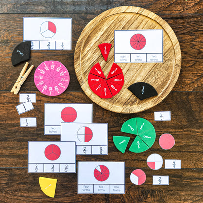 Fraction Circle Clip Cards - montessorikiwi