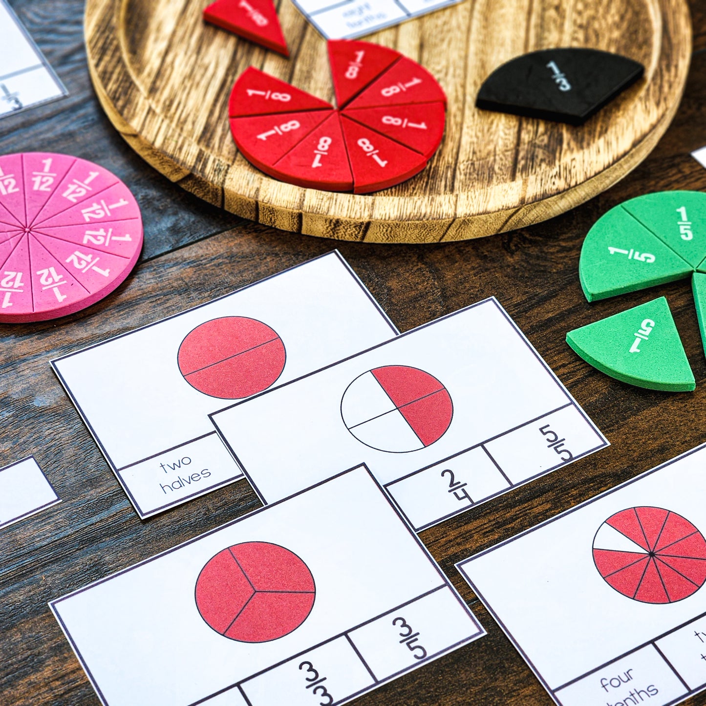 Fraction Circle Clip Cards - montessorikiwi