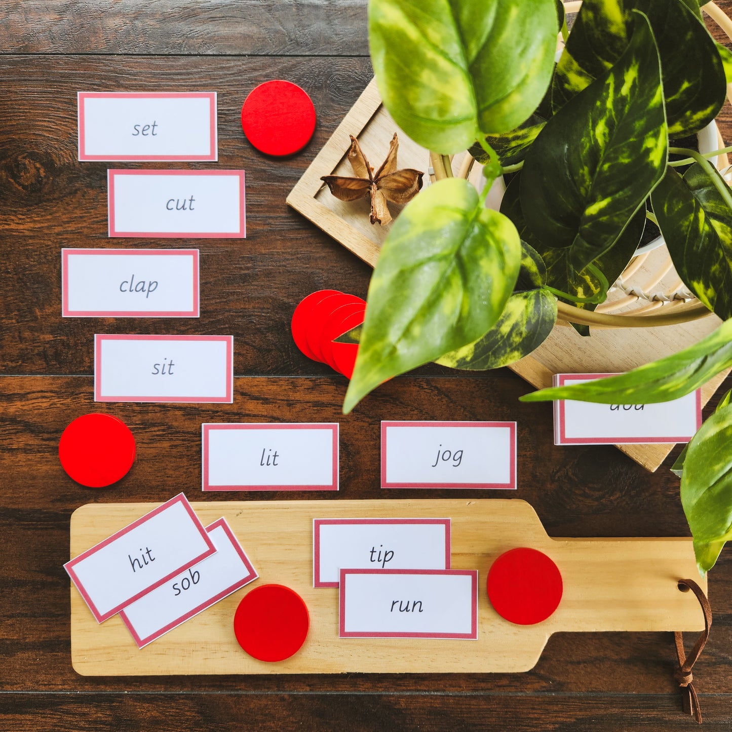 CVC and CCVC decodable  Montessori verb game - montessorikiwi