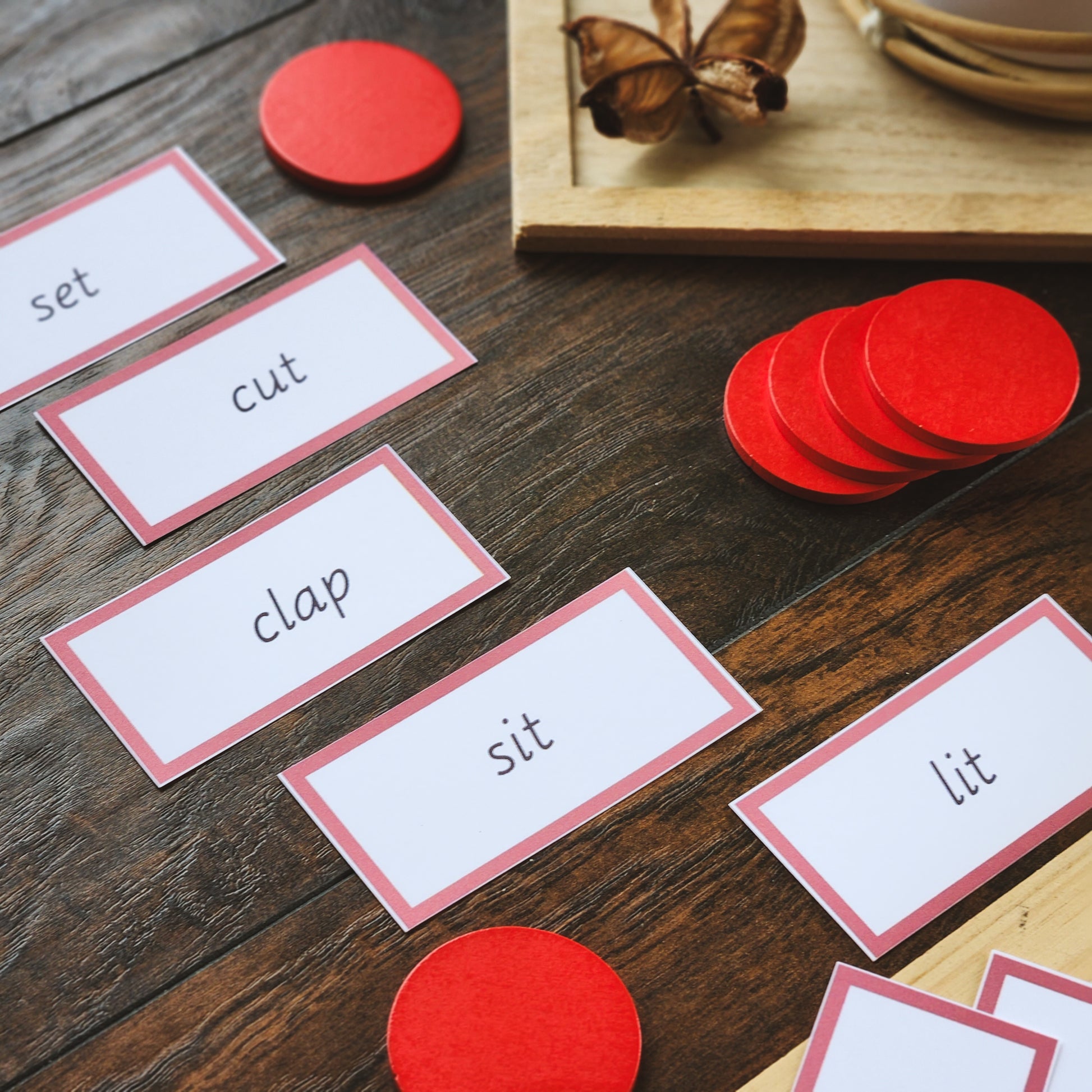 CVC and CCVC decodable  Montessori verb game - montessorikiwi