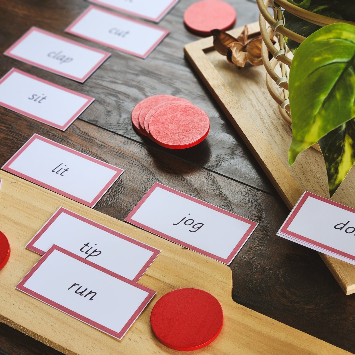 CVC and CCVC decodable  Montessori verb game - montessorikiwi