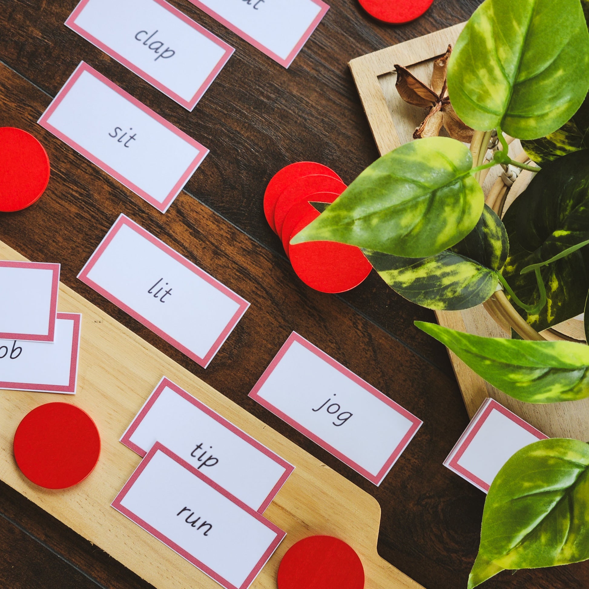 CVC and CCVC decodable  Montessori verb game - montessorikiwi