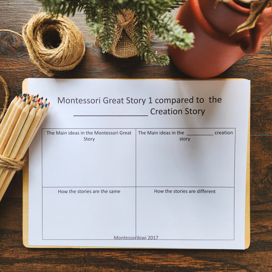 Great Story Creation Story Comparison Worksheet - montessorikiwi