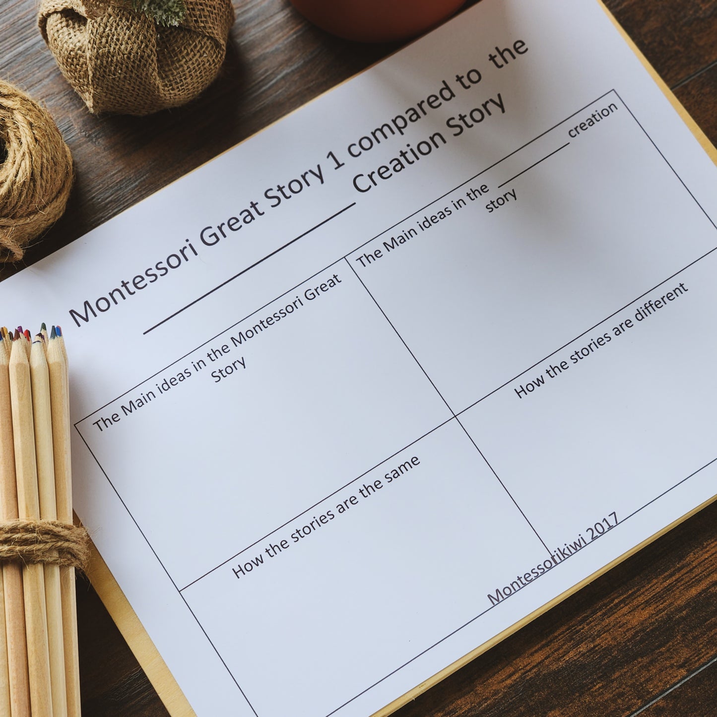 Great Story Creation Story Comparison Worksheet - montessorikiwi