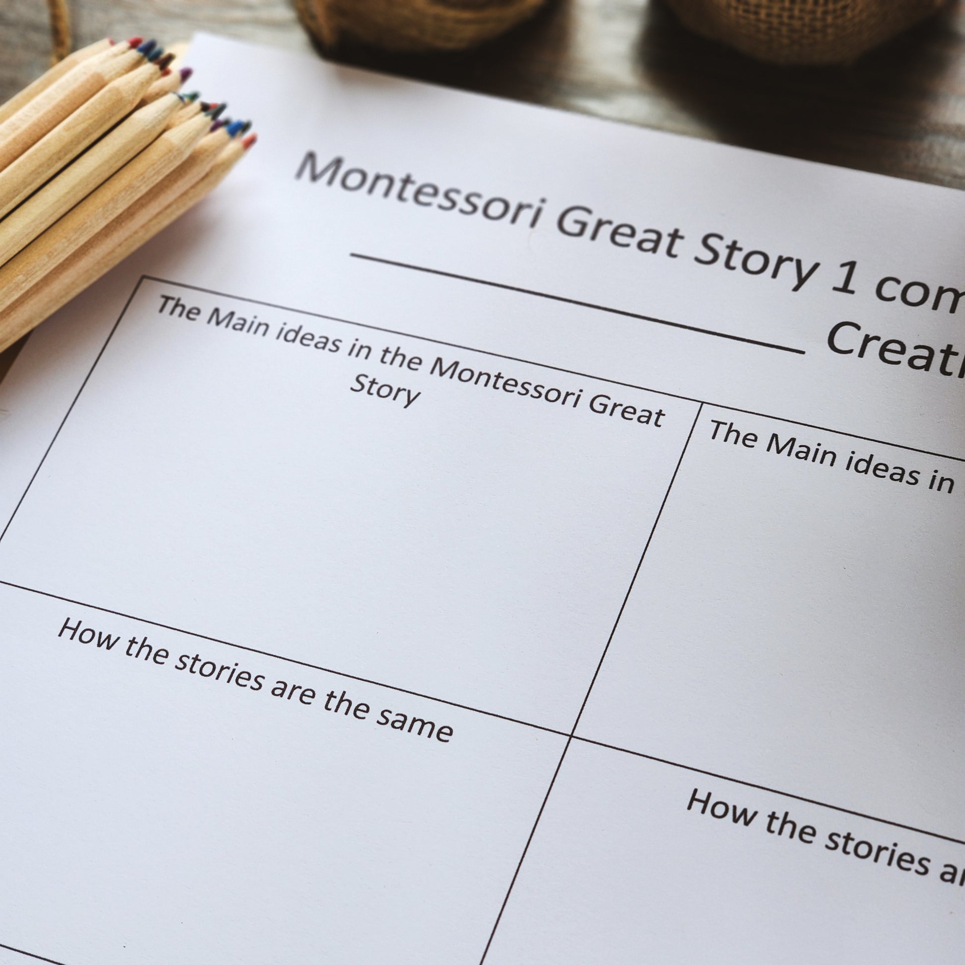 Great Story Creation Story Comparison Worksheet - montessorikiwi