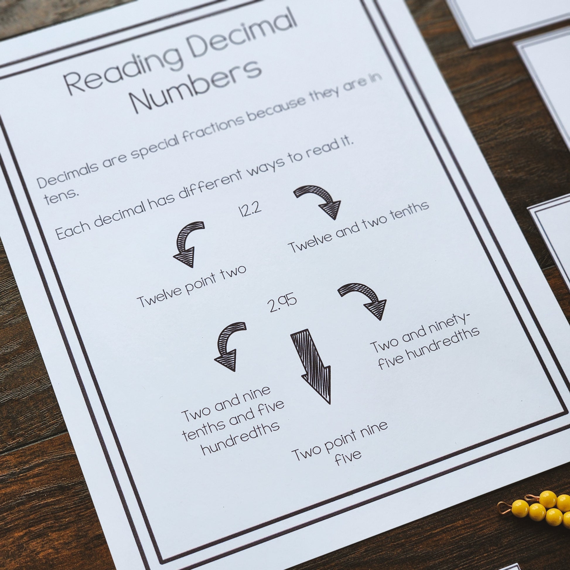 Reading Decimals - montessorikiwi