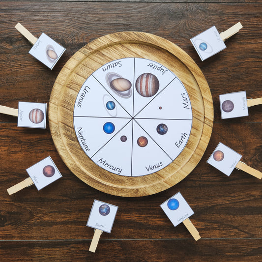 planets wheel - learn names of planets in solar system - montessorikiwi