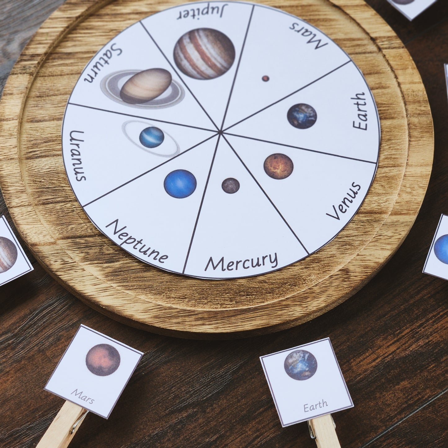 planets wheel - learn names of planets in solar system - montessorikiwi