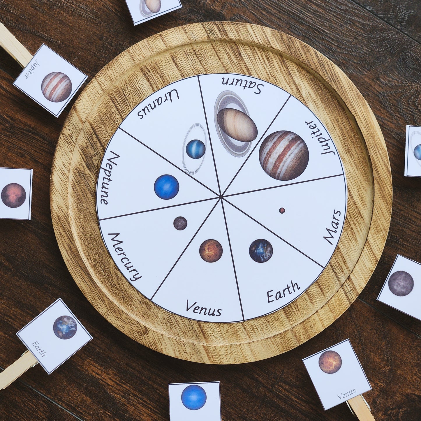 planets wheel - learn names of planets in solar system - montessorikiwi