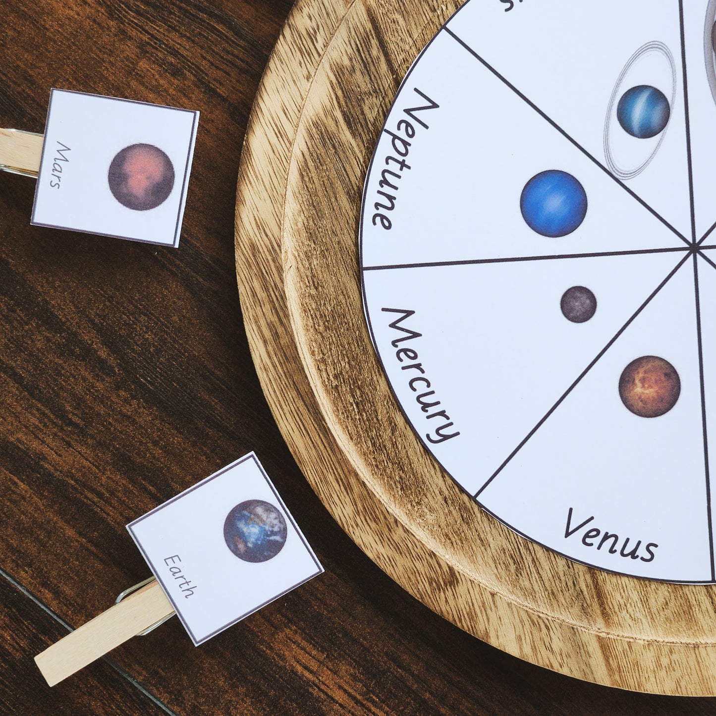 planets wheel - learn names of planets in solar system - montessorikiwi