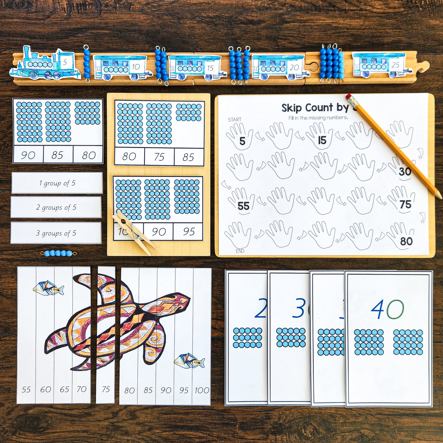 Skip Counting in 5 (Math resource) – montessorikiwi