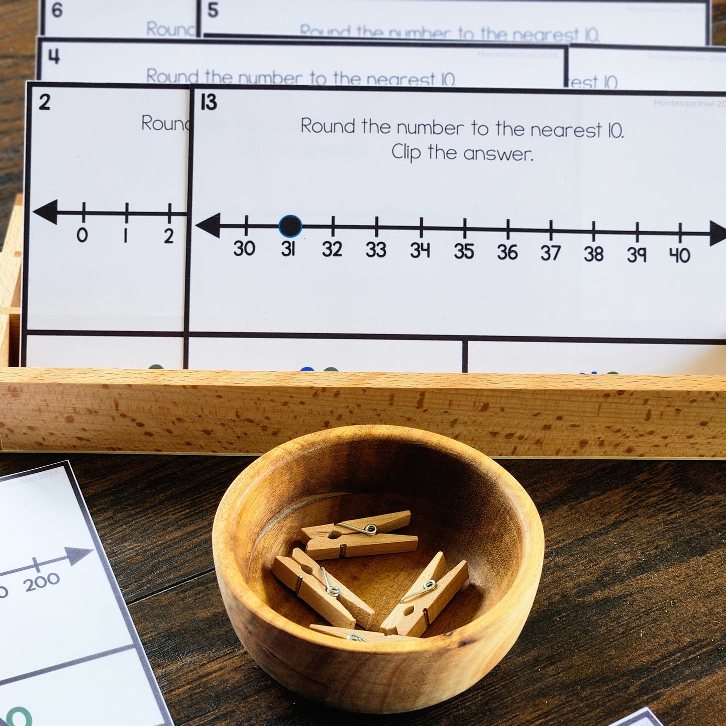 Montessori Inspired Rounding to 10 and 100 flip and clip card