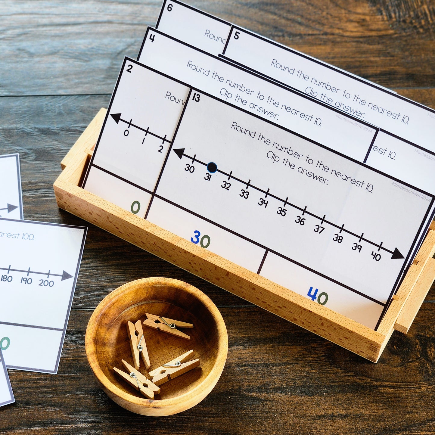 Montessori Inspired Rounding to 10 and 100 flip and clip card