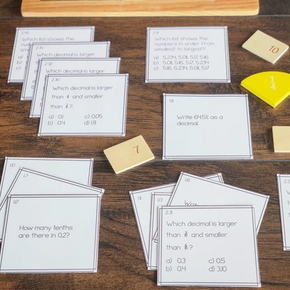 Decimal Task Cards | Montessori Math Centers for Rounding, Comparing & Adding Decimals (math)