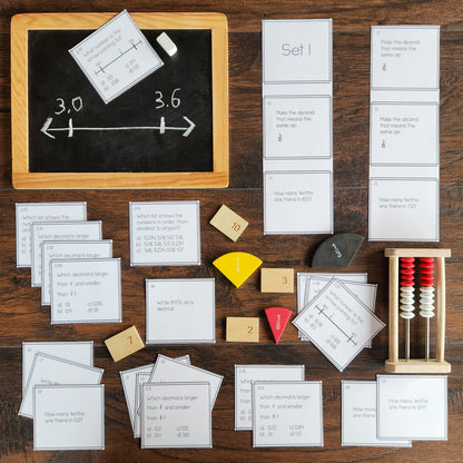 Decimal Task Cards | Montessori Math Centers for Rounding, Comparing & Adding Decimals (math)