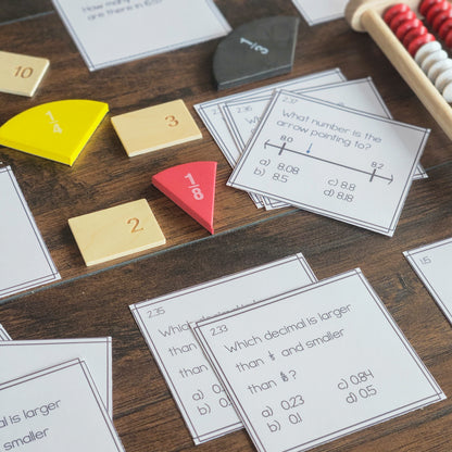 Decimal Task Cards | Montessori Math Centers for Rounding, Comparing & Adding Decimals (math)