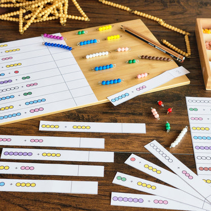 FREE Montessori Colored Bead Addition to 10 | Printable Math Activity for Early Learners