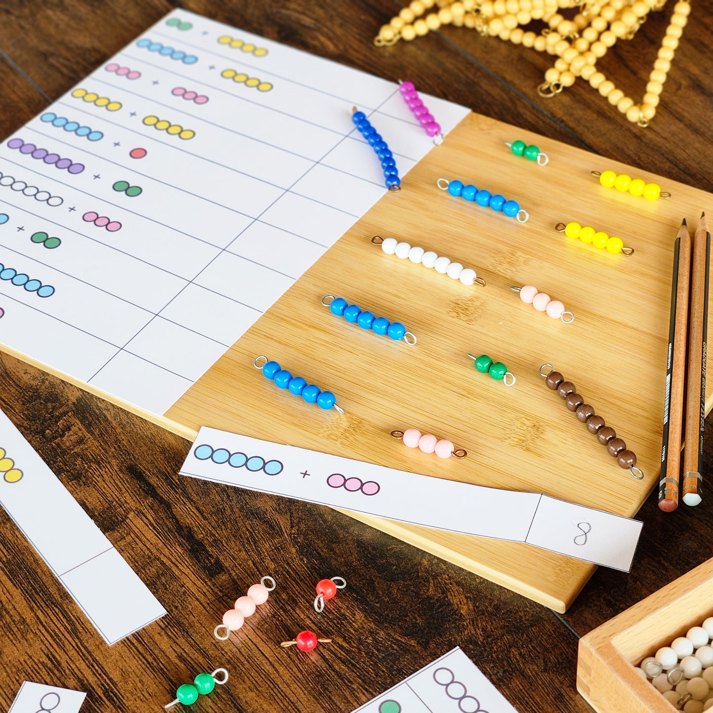 Montessori Colored Bead Addition - free