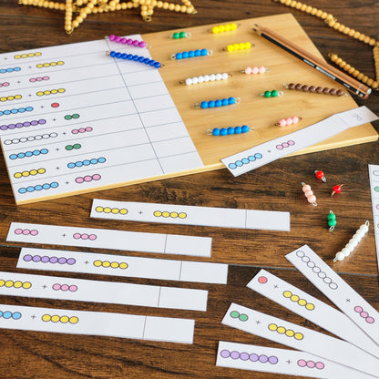FREE Montessori Colored Bead Addition to 10 | Printable Math Activity for Early Learners