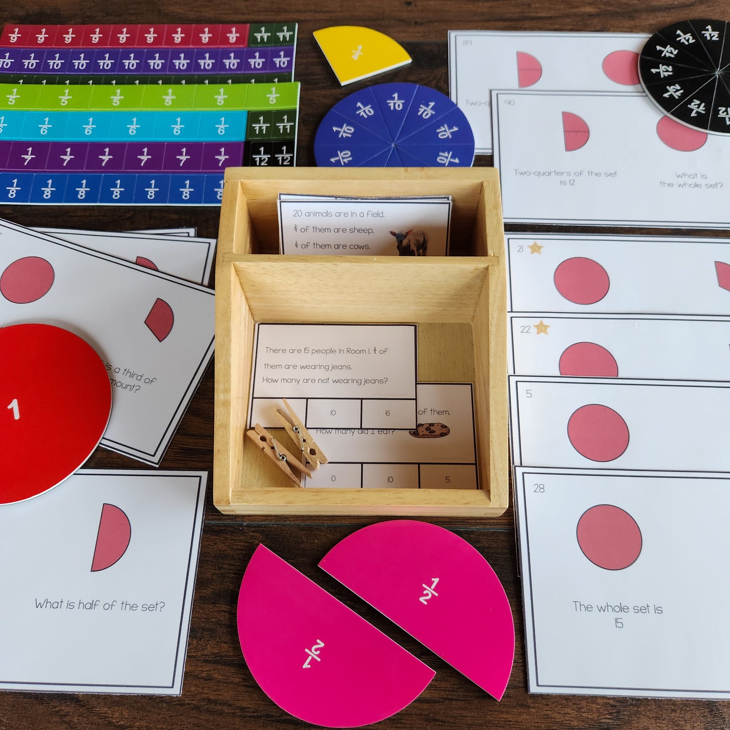 Fractions of an amount  or set (montessori division extension)