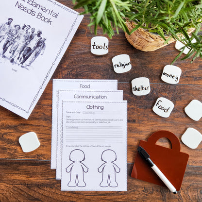 Montessori Fundamental Human Needs Workbook | Homeschool Geography & Social Studies Printable | Hands-On Elementary Resource (cosmic)
