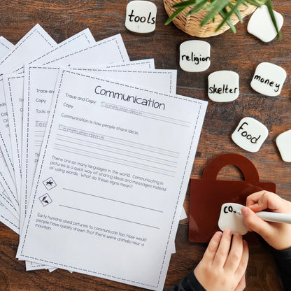 Montessori Fundamental Human Needs Workbook | Homeschool Geography & Social Studies Printable | Hands-On Elementary Resource (cosmic)