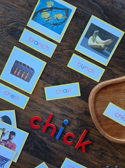 Modern Montessori Reading SOR Digraph picture to word match (literacy)