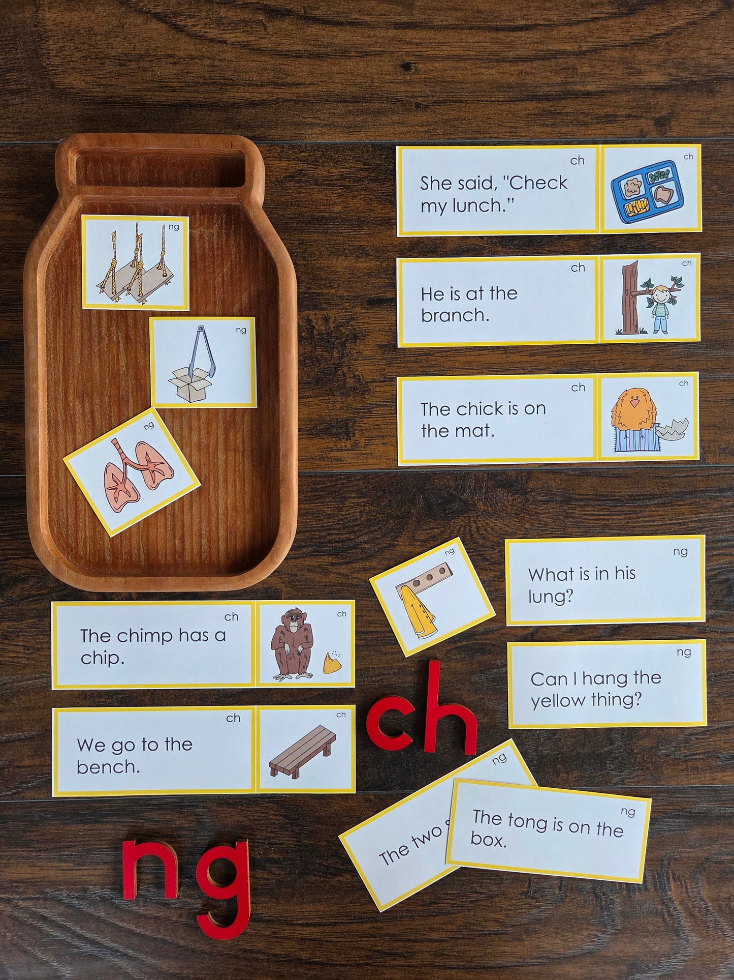 Modern Montessori Reading SOR Digraph th ch sh ng picture to sentence match (literacy)