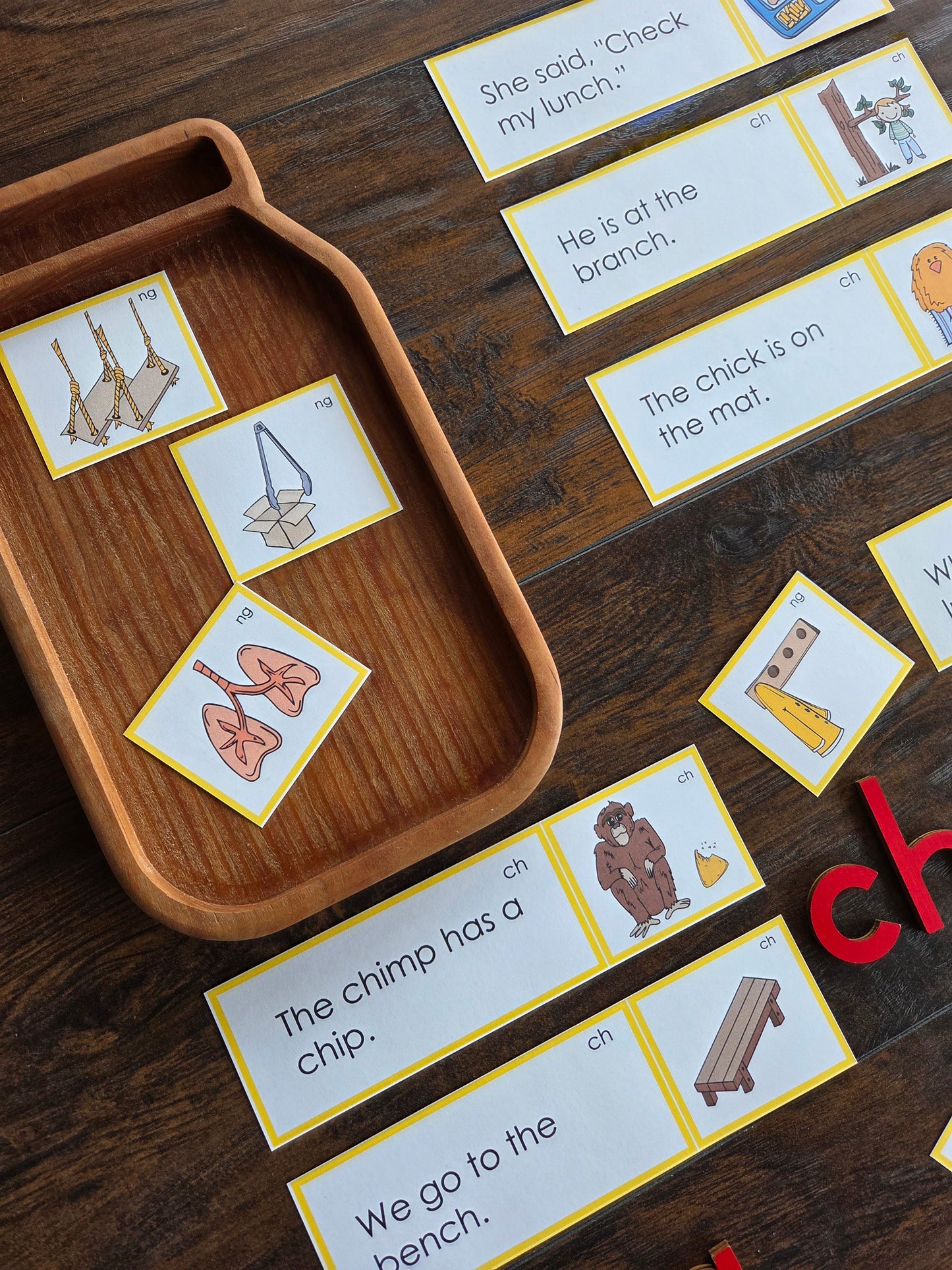 Modern Montessori Reading SOR Digraph th ch sh ng picture to sentence match (literacy)