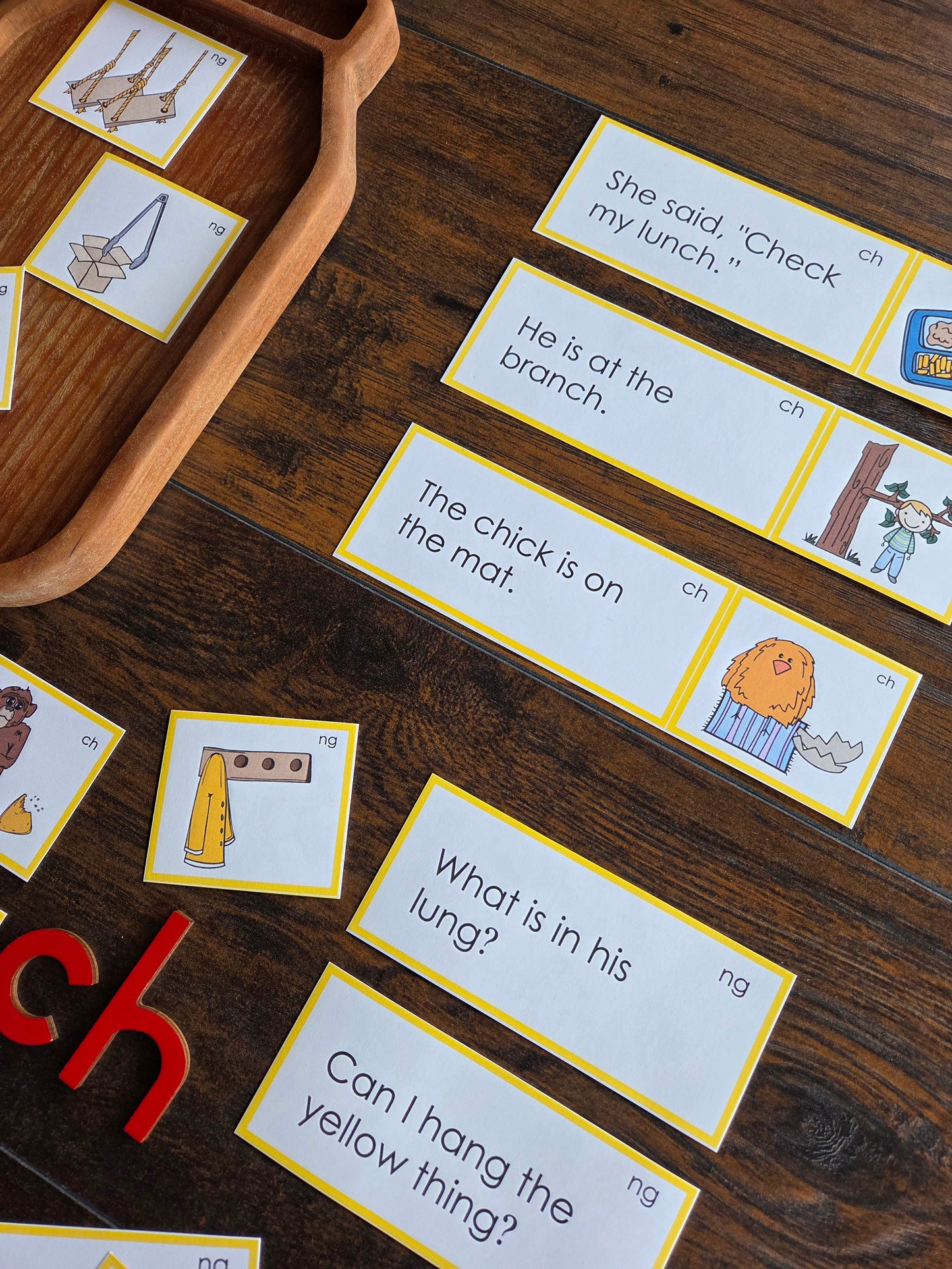 Modern Montessori Reading SOR Digraph th ch sh ng picture to sentence match (literacy)
