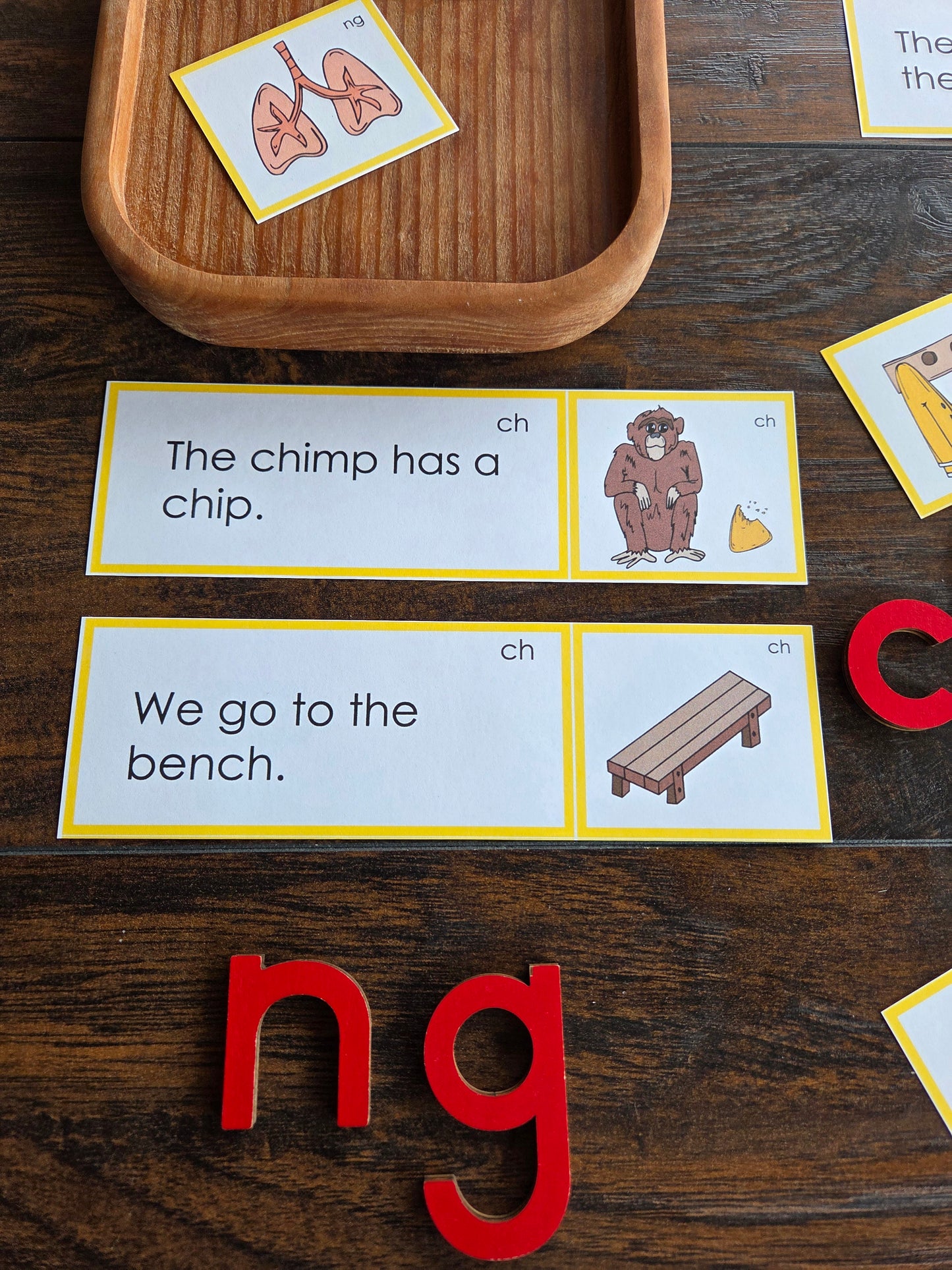Modern Montessori Reading SOR Digraph th ch sh ng picture to sentence match (literacy)