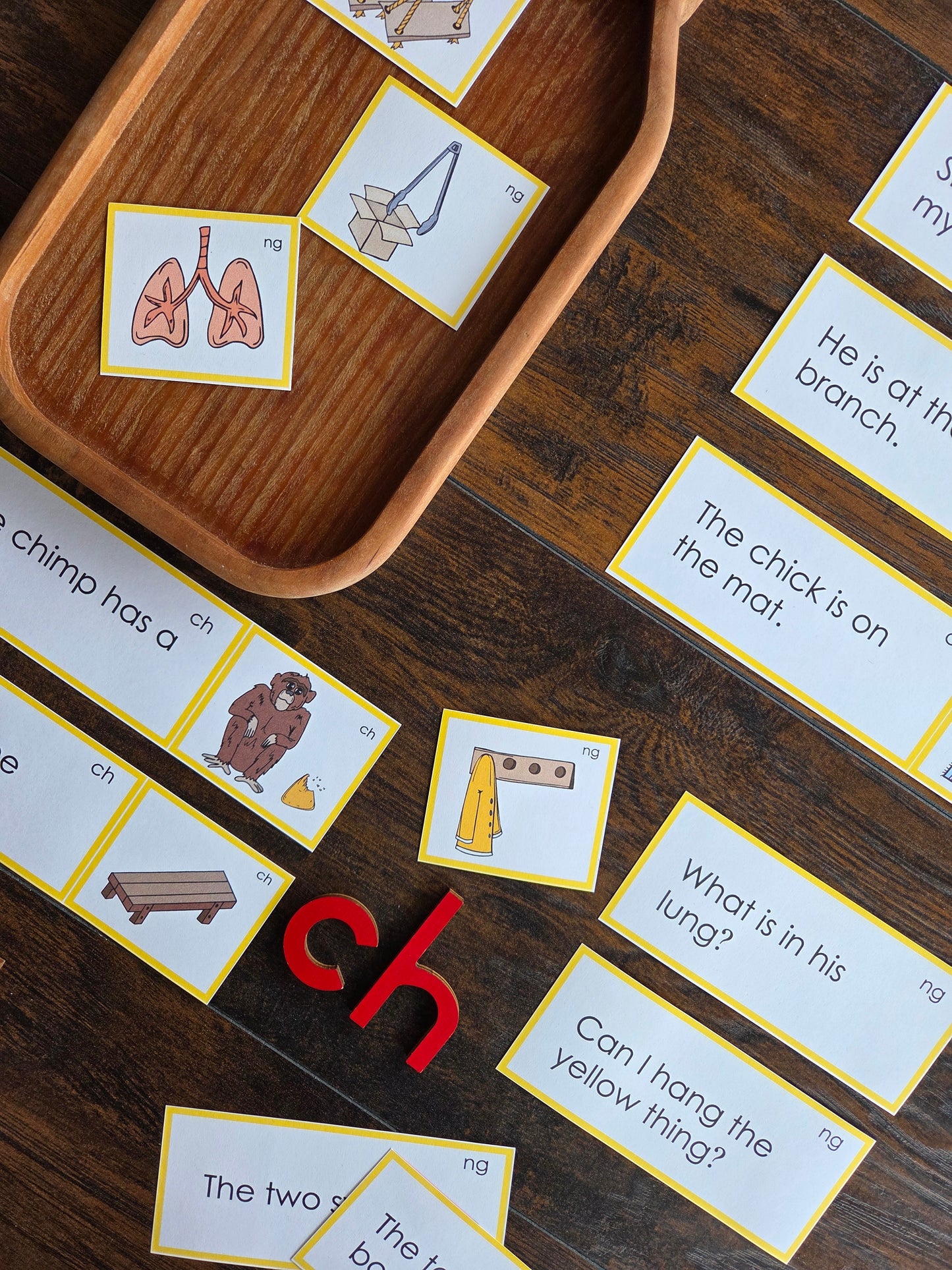 Modern Montessori Reading SOR Digraph th ch sh ng picture to sentence match (literacy)
