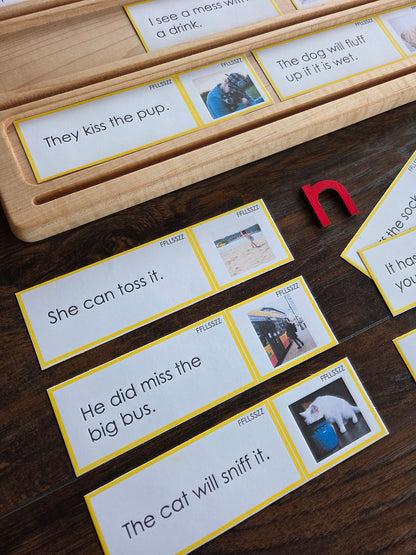 Modern Montessori Reading SOR FFLLSSZZ  FLOSZ picture to sentence match (literacy)