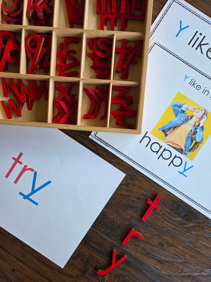 Modern Montessori Reading SOR Y makes 3 sounds activities  (literacy)