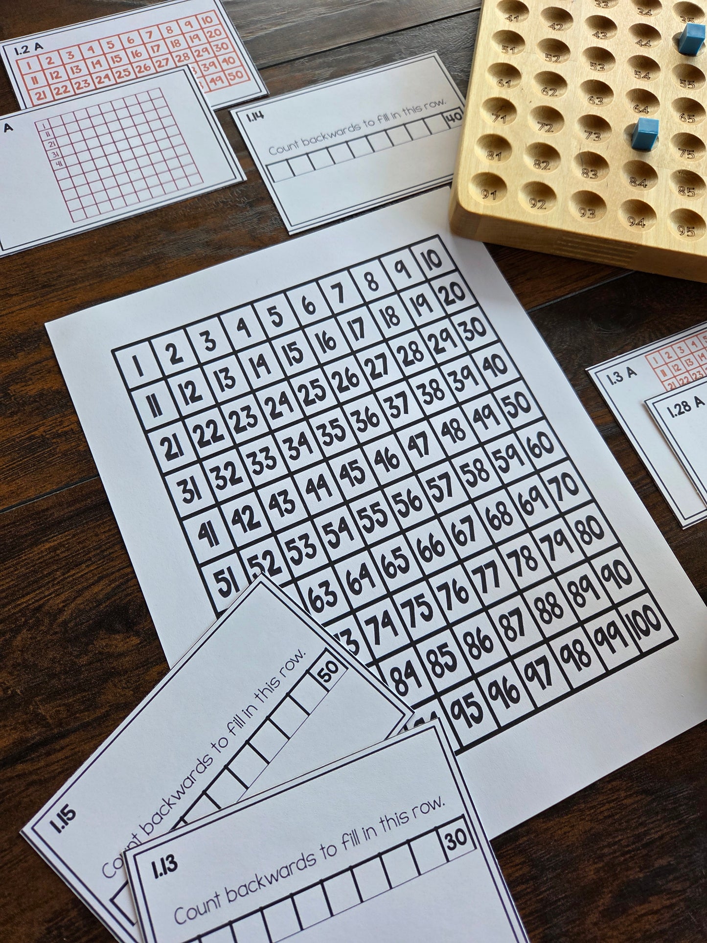 Montessori Hundred Board Task Cards Set 1 | Number Sense & Counting to 100 Set 1