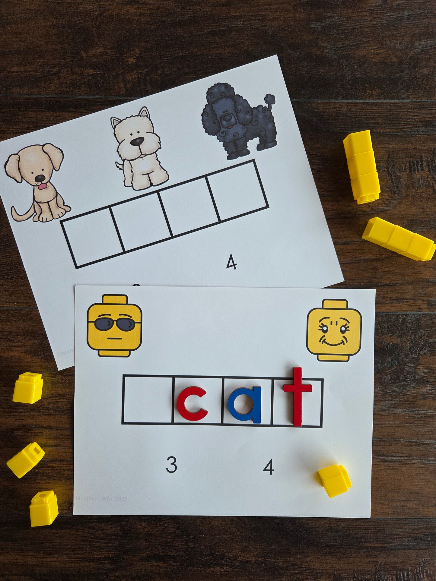 Modern Montessori Reading: Sound Boxes for segmenting words into individual sounds CVC Words (literacy) (Subscription)