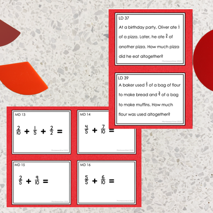 Montessori Adding Fractions with Mixed Denominators Task Cards |