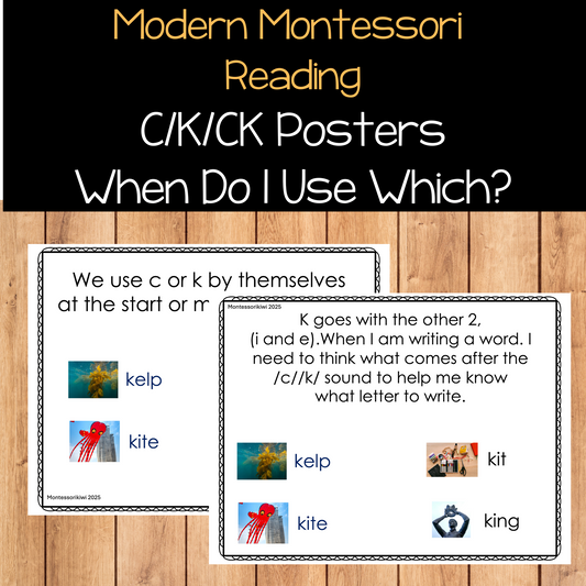 Modern Montessori Reading SOR ck/c/k sorting when do I use posters (literacy)