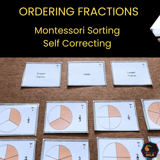 Montessori Ordering Fractions Task Cards | Same Denominator Practice