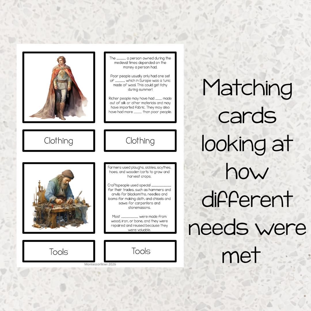 Montessori Fundamental Needs: Medieval Period Activities (cosmic)