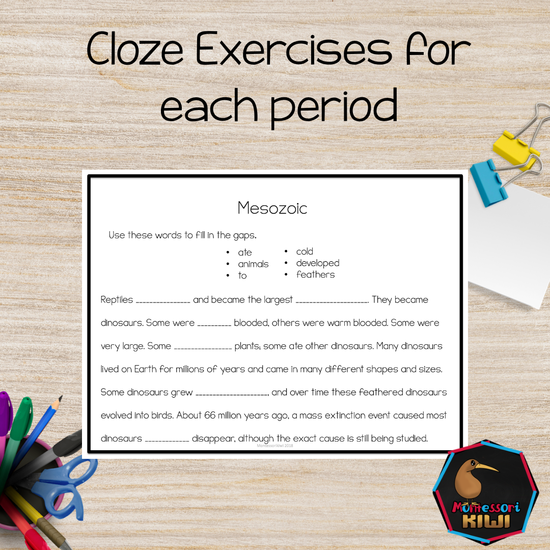 Montessori Clock of Eras Reading Comprehension | Timeline of Life Cloze Activity