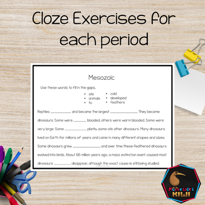 Montessori Clock of Eras Reading Comprehension | Timeline of Life Cloze Activity