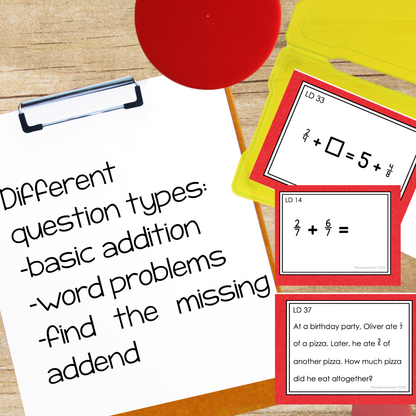 Montessori Fraction Addition Task Cards | Like & Unlike Denominators Bundle